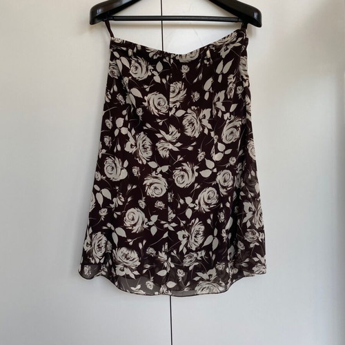 Floral brown midi skirt like new, summer light fabric