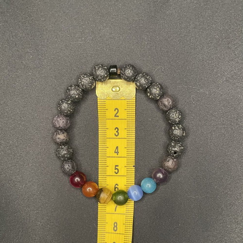 Chakra bracelet with lava stones and crystal beads