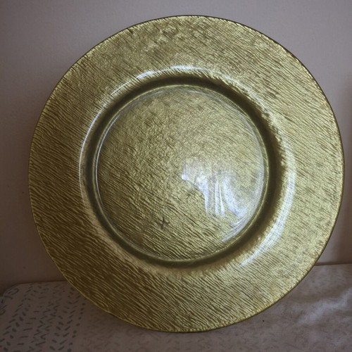 Decorative platter used, unique olive green color