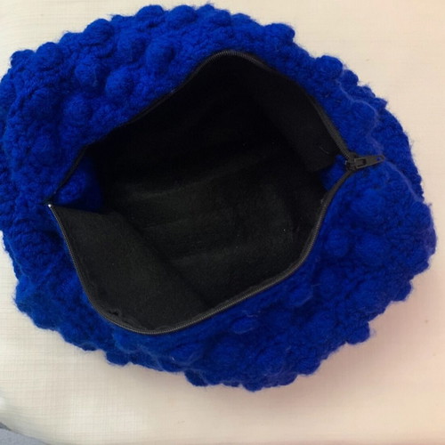Handmade knitted clutch bag blue, new