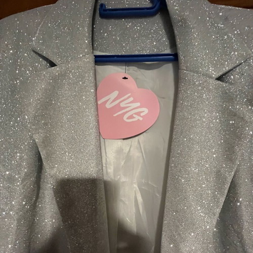 Silver blazer new, size M, shiny glittery finish