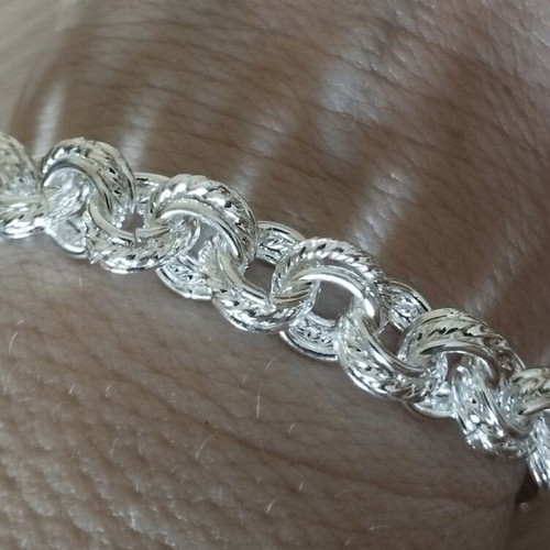 Solid unisex silver bracelet, 19 cm length