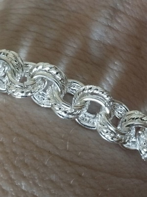 Solid unisex silver bracelet, 19 cm length