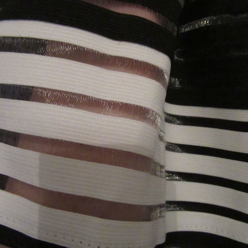 De Deo mini skirt black and white striped party semi-transparent new