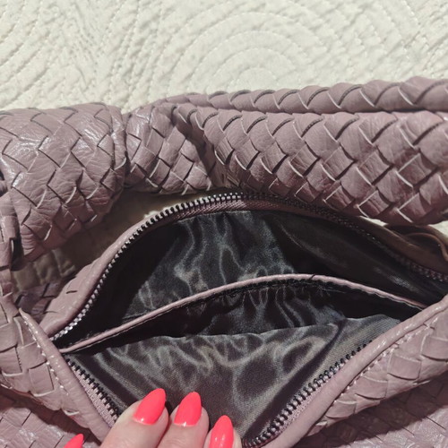 Lilac Woven Faux Leather Slouchy Hobo Bag Jodie Style knot detail