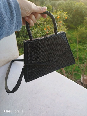 Deezee evening bag new, crossbody, black with studs and detachable strap