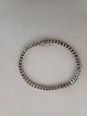 Silver Riviera bracelet with pink stones and double clasp like new