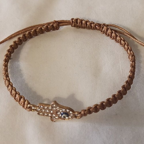 Women's bracelet with eye charm, brown
