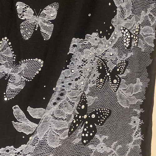 Anais blouse like new, black, decorated with butterflies and rhinestones