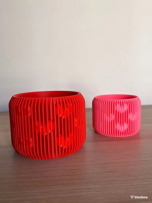 Σετ 2 γλάστρες καρδιά 3D printed με ανάγλυφο σχέδιο μικρή και μεγάλη
