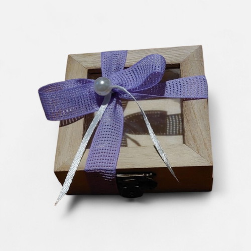 Wooden box for bomboniera 8×8×3cm new