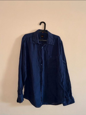 BOSS men's blue shirt L, casual with chest pocket