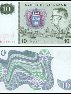 Sweden 10 Kronor 1981 banknote new