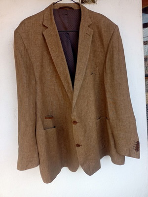 Carl Gross linen blazer, size 64, beige and brown