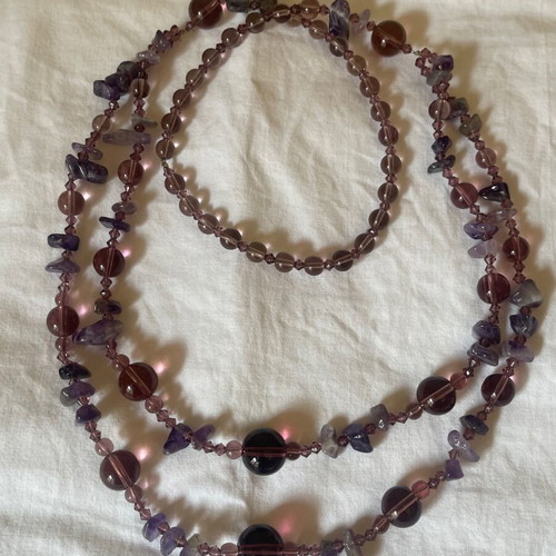 Amethyst large handmade vintage necklace like new, length 44 cm