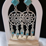 Dreamcatcher earrings new with turquoise stone and silver details