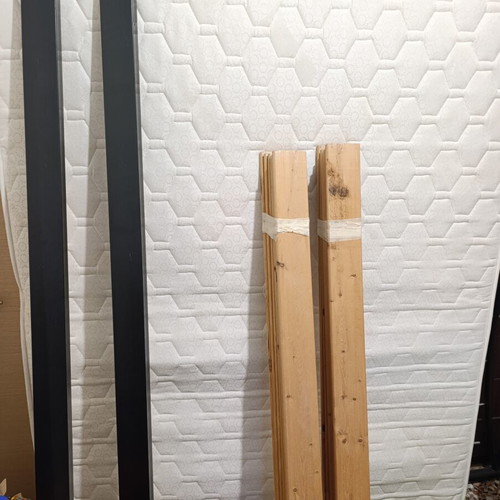 Double bed with metal frame and like new mattress