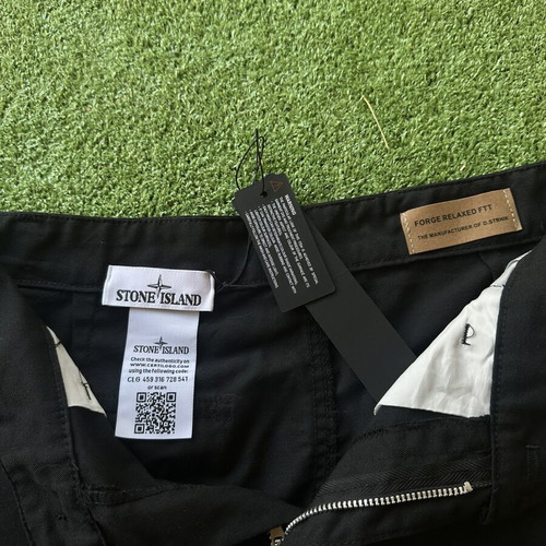 Stone Island black cargo shorts, size S