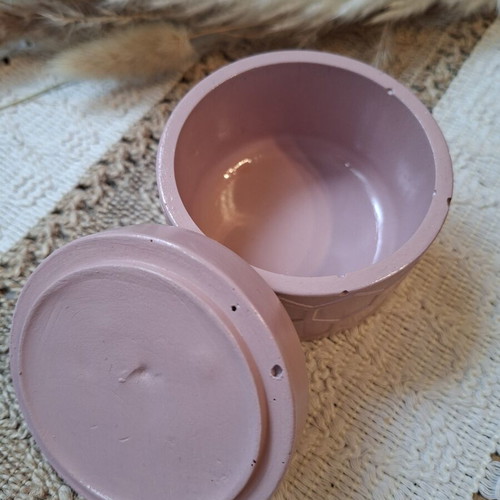 Gypsum jar hand-painted with acrylics and glossy finish, new