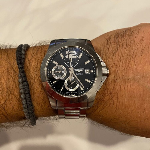 Longines Conquest Automatic Chronograph watch like new, black and silver