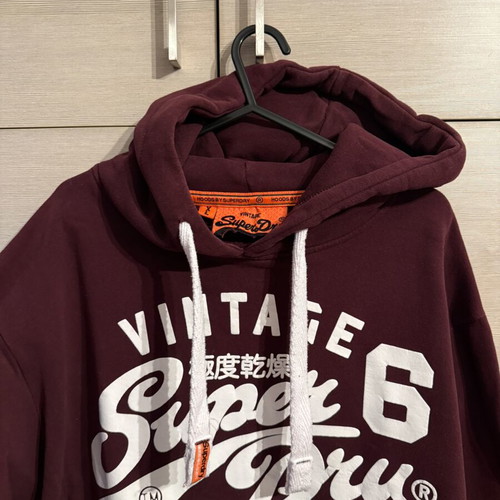 Superdry hoodie, burgundy, size large, fleece