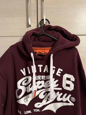 Superdry hoodie, burgundy, size large, fleece