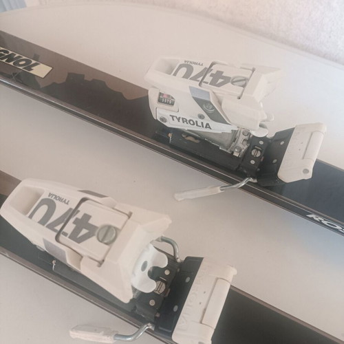 Open Rossignol XP11 V. A. S. Fibrometal ski used with Tyrolia 470 bindings and Kerma countach poles