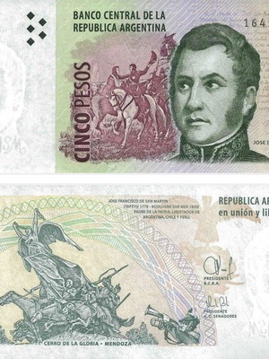 Argentina 5 Pesos 2015 banknote new