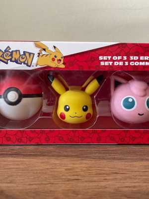 Pokémon 3D eraser set 3 pieces new