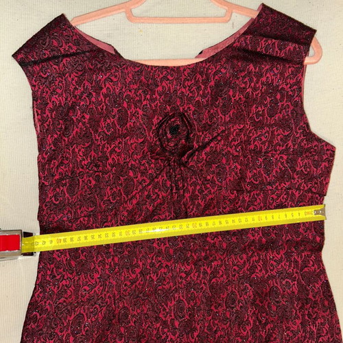Vintage burgundy brocade lurex dress 60s/70s custom made