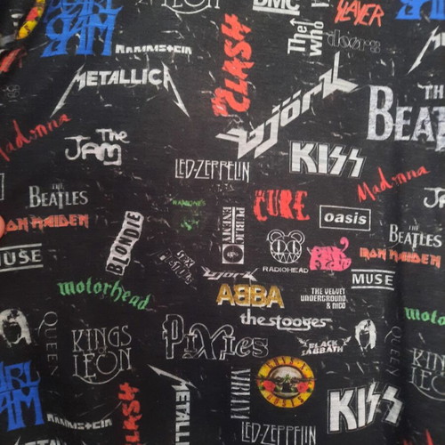 Mesh & Co Hard Rock Band T-Shirt XL, black with multicolor print