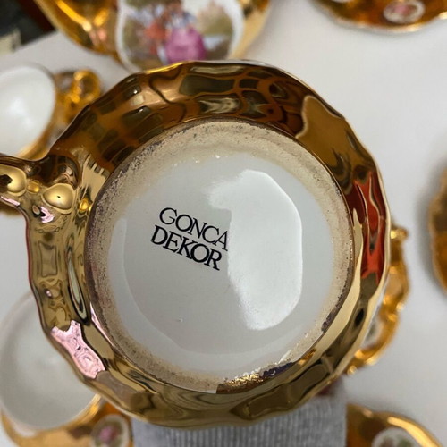 Gonca Dekor tea/coffee set for 6 people like new, porcelain with gold plating