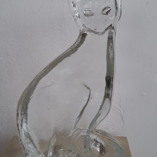 Glass Art Cat Figurine by Bertil Vallien for Kosta Boda, Sweden 1970s like new