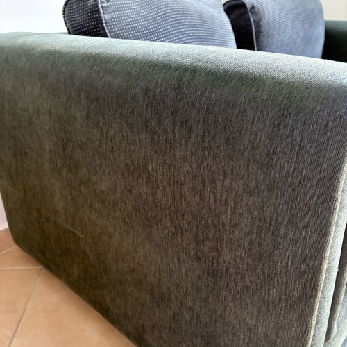 Two dark blue used two-seater sofas set