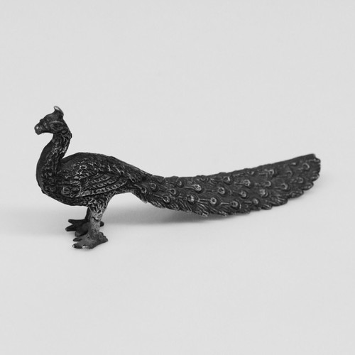 Vintage metal peacock micro-sculpture art like new