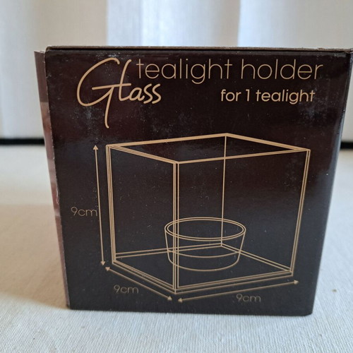 Glass mirrored tealight holder new, cube for one tealight