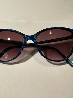 Tauschek Vintage Cat-Eye Oversized Sunglasses in Blue-Black Marble, new old stock