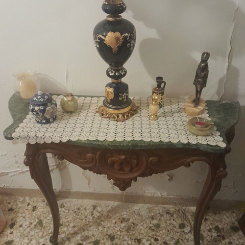 Furniture set used with dining table, six chairs, buffet, and accessories