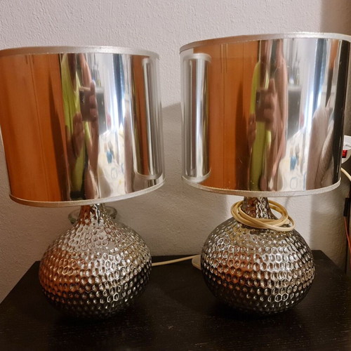 Ceramic Table Lamps Fan Europe i-pulsar E14, like new, set of 2 silver