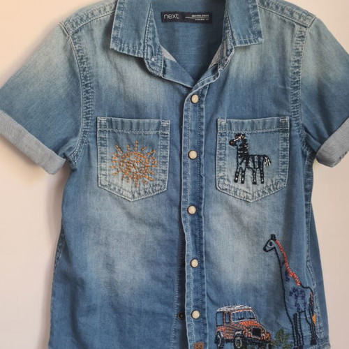 Next denim kids' shirt with embroidered patches