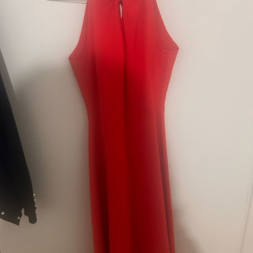 Midi coral dress like new, medium, with sexy back opening