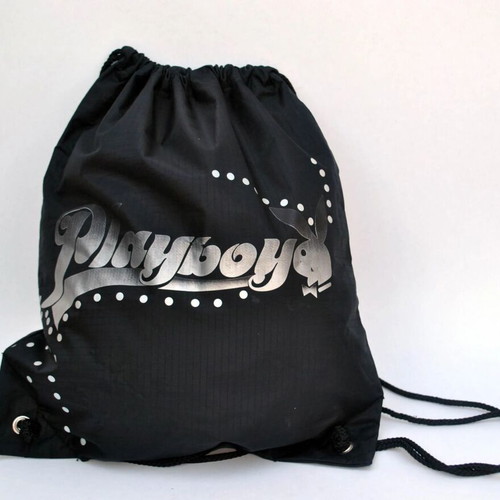 Playboy Black Drawstring Backpack Nylon like new
