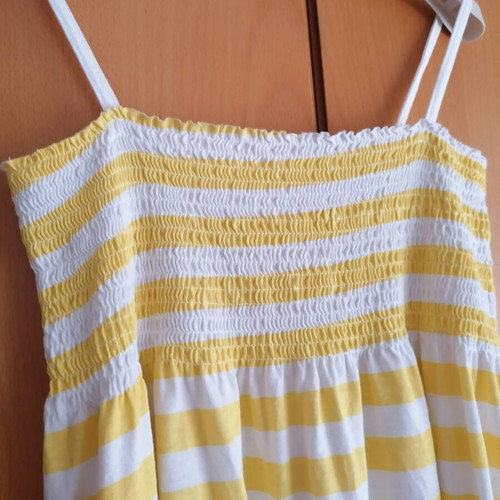 Striped dress white yellow size M used