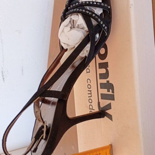 Kalogirou black sandal with rhinestones US 5 EUR 35 max 36