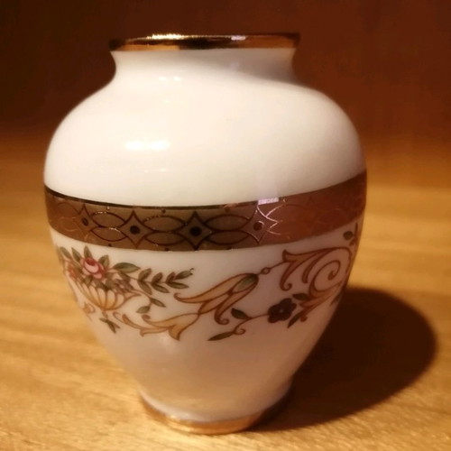 Limoges France miniature vase with 24 karat gold