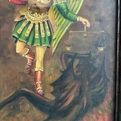 Archangel Michael painting used on canvas 2017