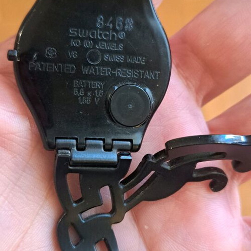 Swatch jewelry watch black with stones like new