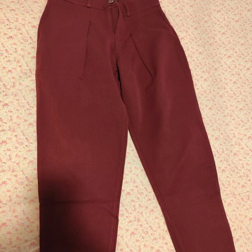 Cropped high-waist pants like new, burgundy
