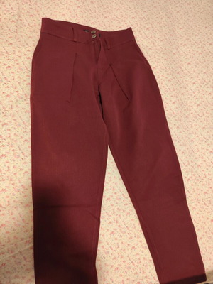 Cropped high-waist pants like new, burgundy