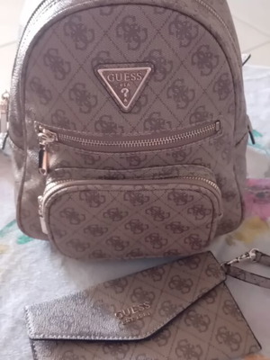 Guess backpack with wallet, beige and brown